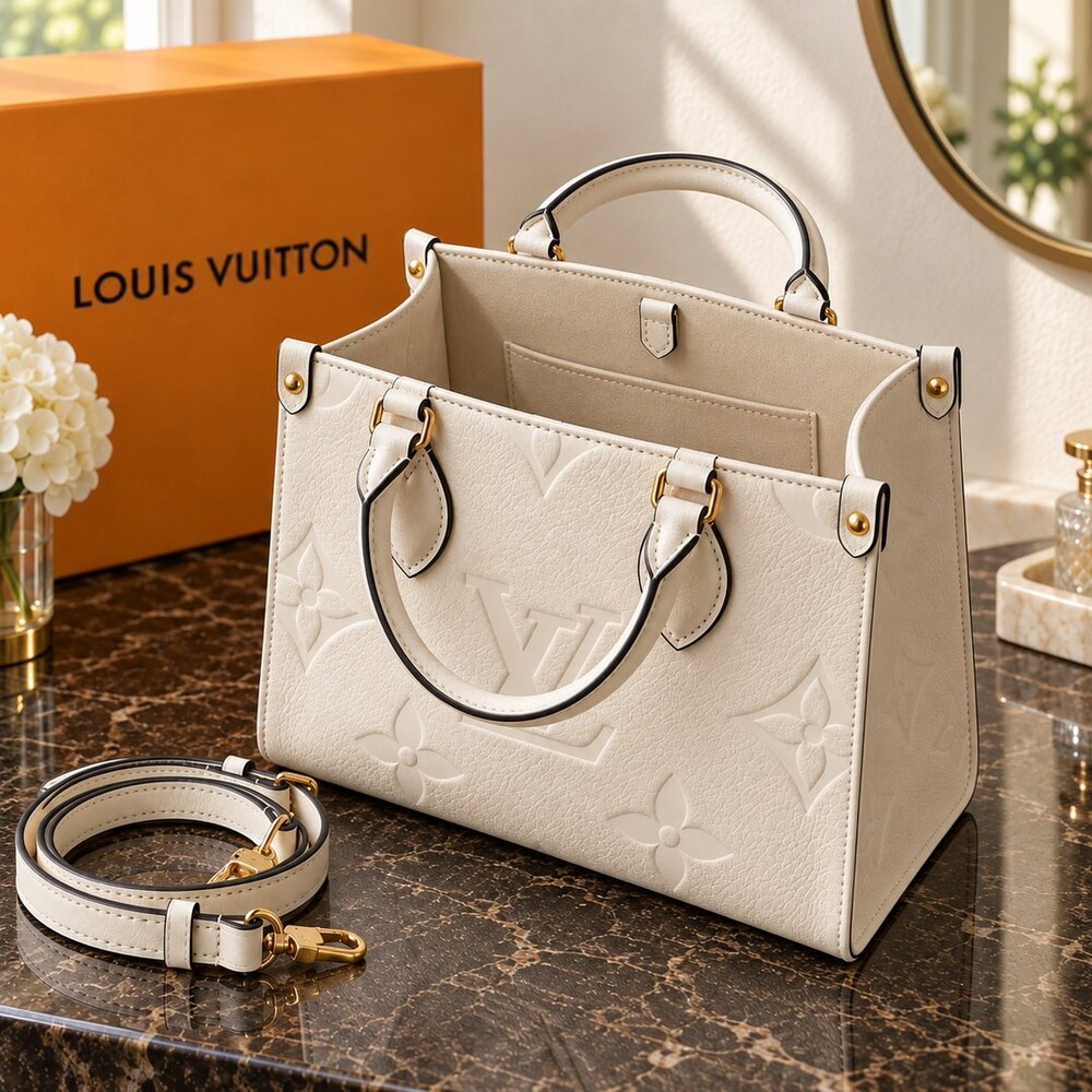 Louis Vuitton Ivory OnTheGo PM Tote - Picture 4 of 6
